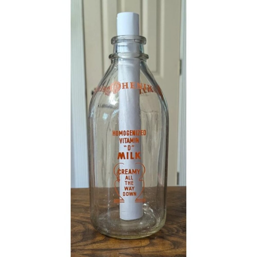 VINTAGE 1940 Phenix Dairy Houston, Texas Half Gallon Milk Bottle Phenix Phil